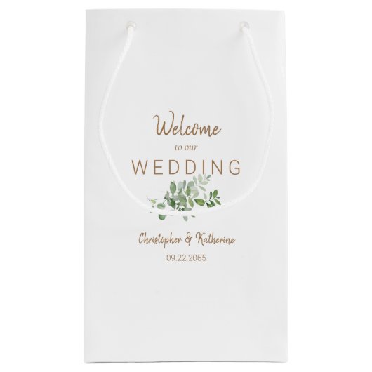 Weddenschap voor wit parket Namen Gold Text Klein Cadeauzakje (Achterkant)