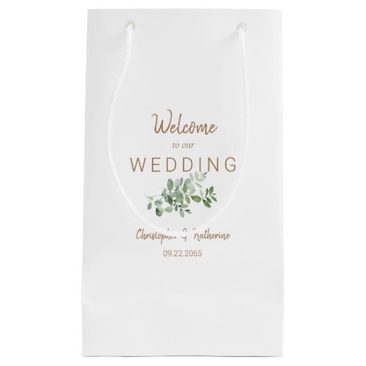 Weddenschap voor wit parket Namen Gold Text Klein Cadeauzakje (Voorkant)