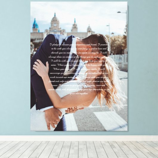 Weddenschap Vows Faux Wrapped Canvas Print (Insitu (Houten vloer))