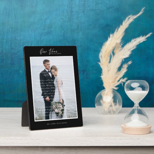 Weddenschap Vows Script & Minimal Black Lijst Fotoplaat (Zijkant)