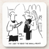 Weddenschap Vows Small Print Vicar en Bride Bier Onderzetter (Voorkant)