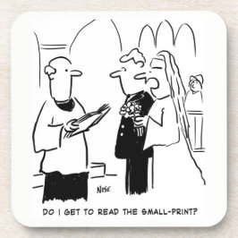 Weddenschap Vows Small Print Vicar en Bride Bier Onderzetter