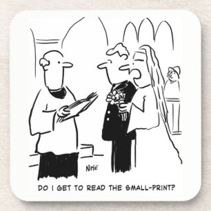 Weddenschap Vows Small Print Vicar en Bride Bier Onderzetter