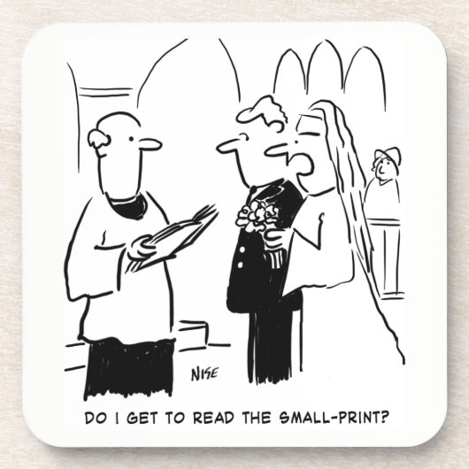 Weddenschap Vows Small Print Vicar en Bride Bier Onderzetter (Voorkant)