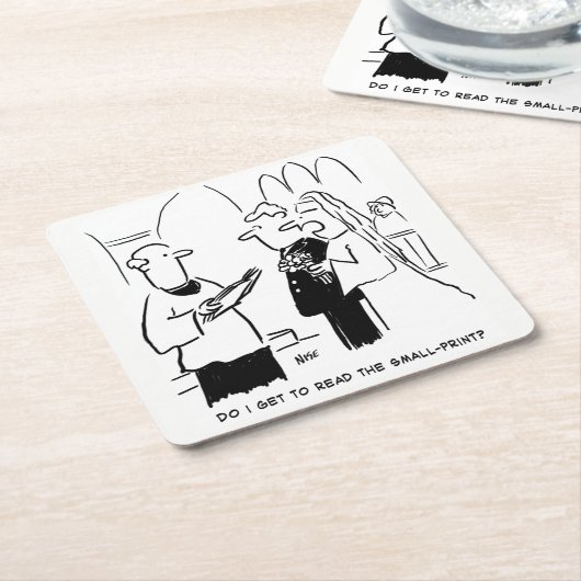 Weddenschap Vows Small Print Vicar en Bride Kartonnen Onderzetters (Schuin)