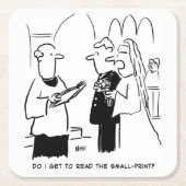 Weddenschap Vows Small Print Vicar en Bride Kartonnen Onderzetters (Voorkant)