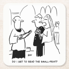Weddenschap Vows Small Print Vicar en Bride Kartonnen Onderzetters