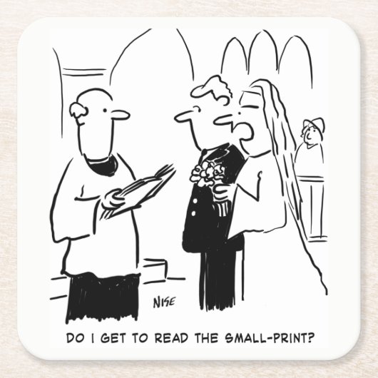 Weddenschap Vows Small Print Vicar en Bride Kartonnen Onderzetters (Voorkant)