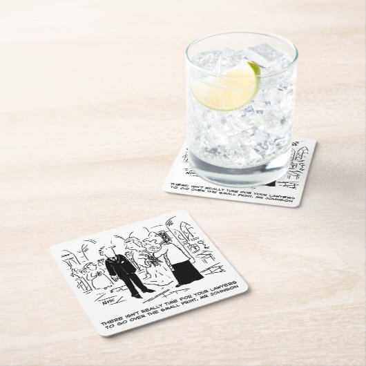 Weddenschap Vows Small Print Vicar en Bridegroom Kartonnen Onderzetters (Insitu)