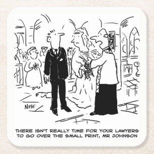 Weddenschap Vows Small Print Vicar en Bridegroom Kartonnen Onderzetters