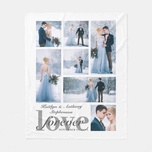 Weddenschap VREVER LOVE 7 Foto Collage Aangepaste  Fleece Deken (Voorkant)