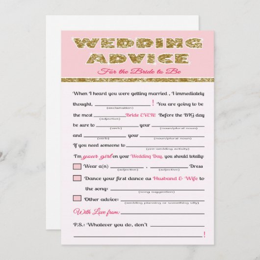 Weddenschap Vrijgezellenfeest Advieskaart (Voorkant / Achterkant)