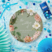 Weddenschap Vrijgezellenfeest Sage Blush Fern Roos Papieren Bordje (Feest)