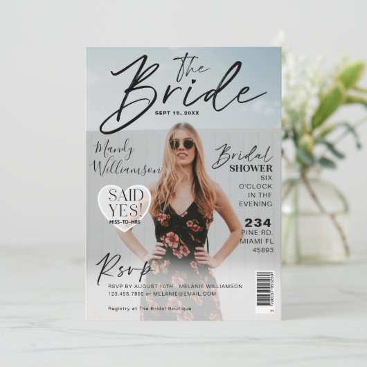 Weddenschap Vrijgezellenfeest Trendy Photo Magazin Kaart (Staand voorkant)