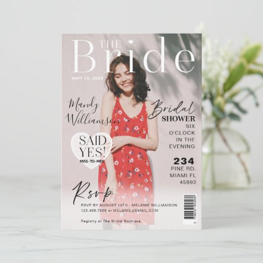 Weddenschap Vrijgezellenfeest Trendy Photo Magazin Kaart (Staand voorkant)