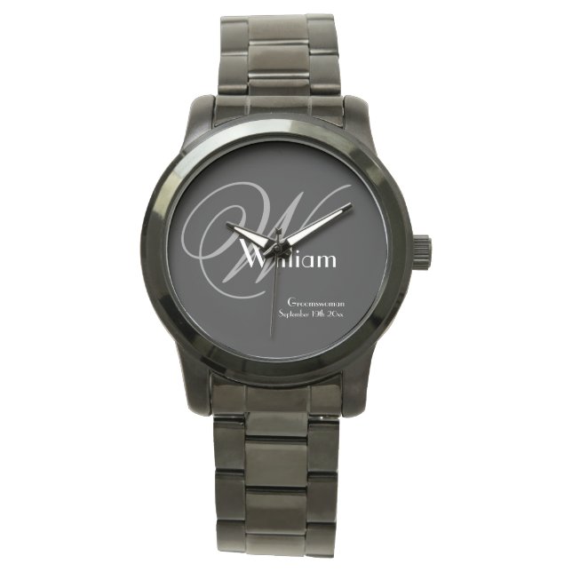 Weddenschap-vrouw Gift Modern Monogram Horloge (Voorkant)