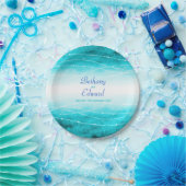 Weddenschap waterverf blauw zee aangepast bord (Feest)