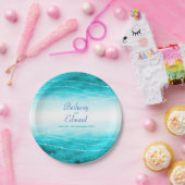 Weddenschap waterverf blauw zee aangepast bord (Feest)