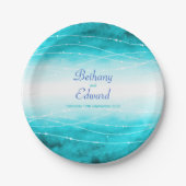 Weddenschap waterverf blauw zee aangepast bord (Voorkant)
