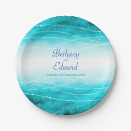 Weddenschap waterverf blauw zee aangepast bord