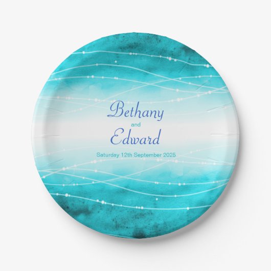 Weddenschap waterverf blauw zee aangepast bord (Voorkant)