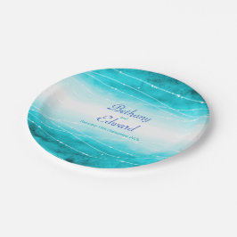 Weddenschap waterverf blauw zee aangepast bord