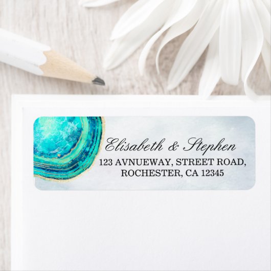 Weddenschap Waterverf Blauwgroen en gouden geanide Etiket (Insitu)