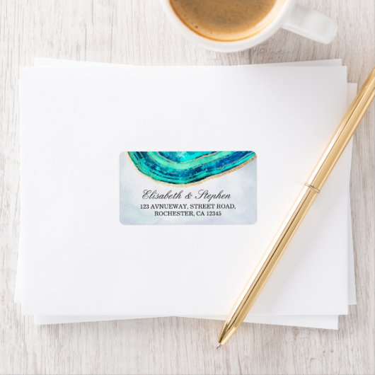 Weddenschap Waterverf Blauwgroen en gouden geanide Etiket (Insitu)