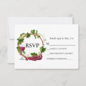 Weddenschap Waterverf Druivenwijn Wreath Burgundy RSVP Kaartje (Voorkant)