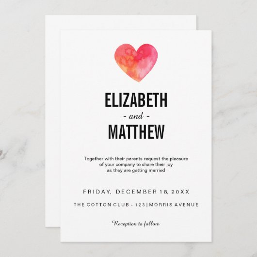 Weddenschap | waterverf hart kaart (Voorkant / Achterkant)