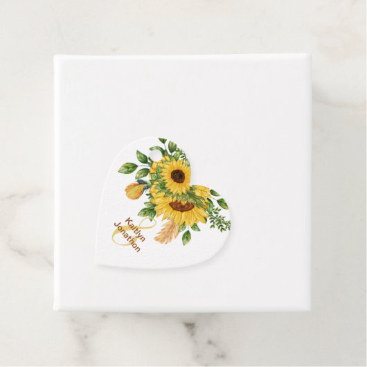 Weddenschap Waterverf Land Gold Sunflower Leaf Bedankjes Labels (In situ)