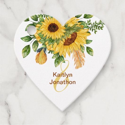 Weddenschap Waterverf Land Gold Sunflower Leaf Bedankjes Labels (Voorkant)