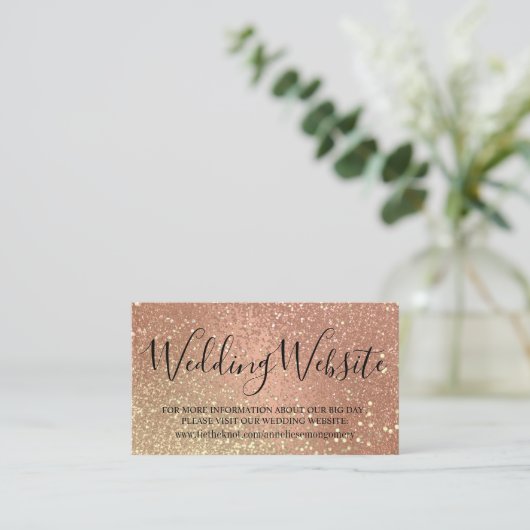 Weddenschap Website - Coral en Gold Glitter Informatiekaartje (Staand voorkant)