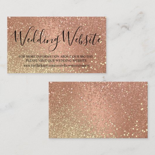 Weddenschap Website - Coral en Gold Glitter Informatiekaartje (Voorkant / Achterkant)