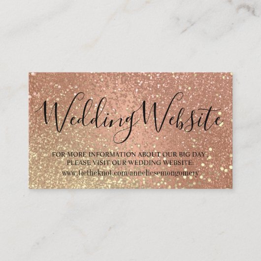 Weddenschap Website - Coral en Gold Glitter Informatiekaartje (Voorkant)