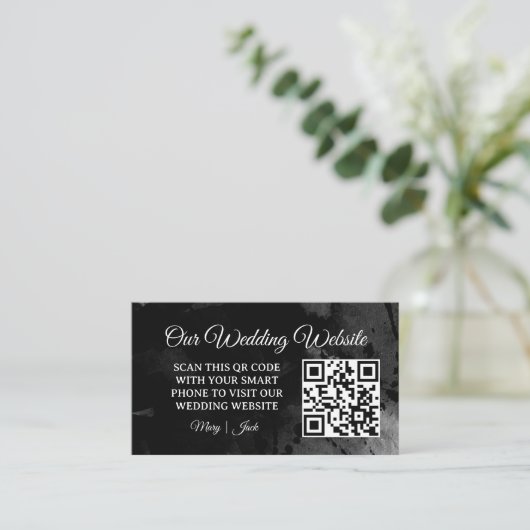 Weddenschap Website | Elegant Chic RSVP QR Code En Informatiekaartje (Staand voorkant)