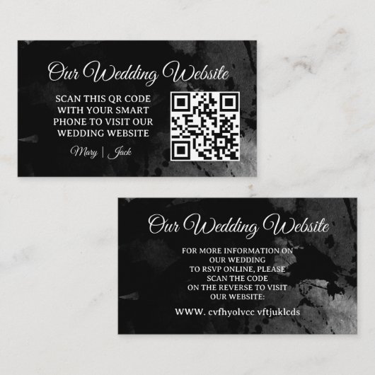 Weddenschap Website | Elegant Chic RSVP QR Code En Informatiekaartje (Voorkant / Achterkant)