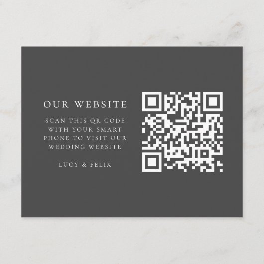 Weddenschap Website | Elegant Chic RSVP QR-code Informatiekaartje (Achterkant)