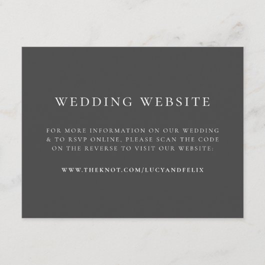 Weddenschap Website | Elegant Chic RSVP QR-code Informatiekaartje (Voorkant)