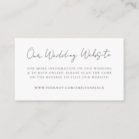 Weddenschap Website | Elegant Chic RSVP QR-code Informatiekaartje (Voorkant)