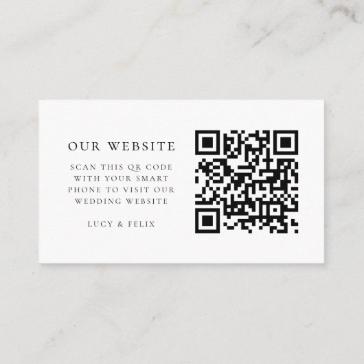 Weddenschap Website | Elegant Chic RSVP QR-code Informatiekaartje (Achterkant)