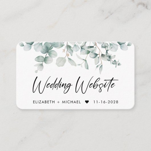 Weddenschap Website Eucalyptus Waterverf QR-code Informatiekaartje (Voorkant)
