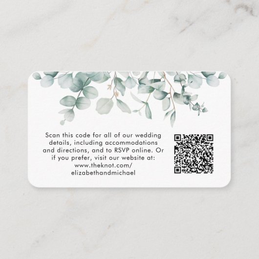 Weddenschap Website Eucalyptus Waterverf QR-code Informatiekaartje (Achterkant)