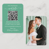 Weddenschap Website Foto QR Neo Mint Green Informatiekaartje (Voorkant / Achterkant)