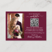 Weddenschap Website Minimalistisch QR Foto Burgund Informatiekaartje (Voorkant)