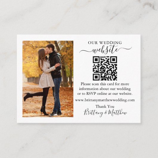 Weddenschap Website Minimalistisch QR-foto Zwart w Informatiekaartje (Voorkant)