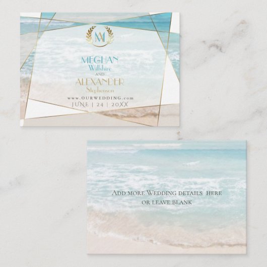 Weddenschap Website | Modern monogram Geometrisch Visitekaartje (Voorkant / Achterkant)