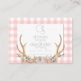 Weddenschap Website | Monogram Coral Gingham Flora Visitekaartje