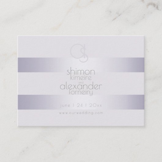 Weddenschap Website | Monogram Violet Shimmer Stri Visitekaartje (Voorkant)