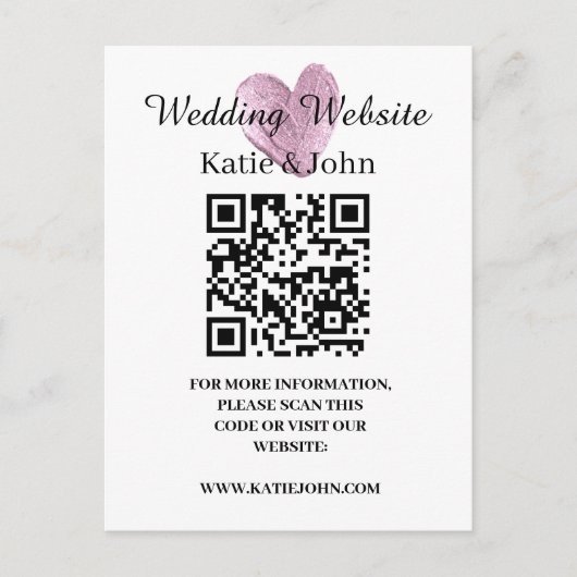 Weddenschap Website Naam Tekst QR Code Minimalist  Briefkaart (Voorkant)
